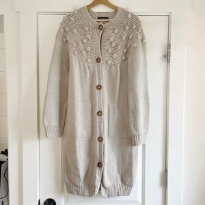 Gorgeous Antik Batik Long 100% Wool Knit Cardigan - M